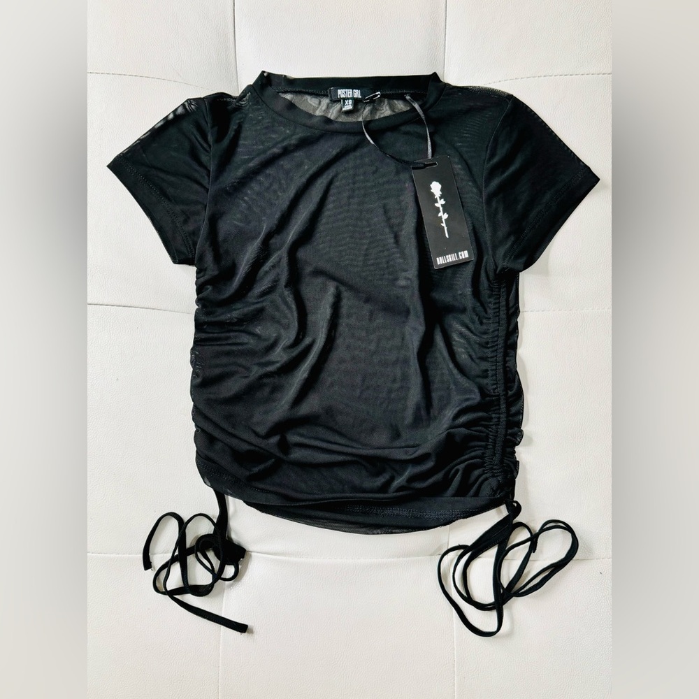 Poster Grl Mesh Side Tie Top; Size XS